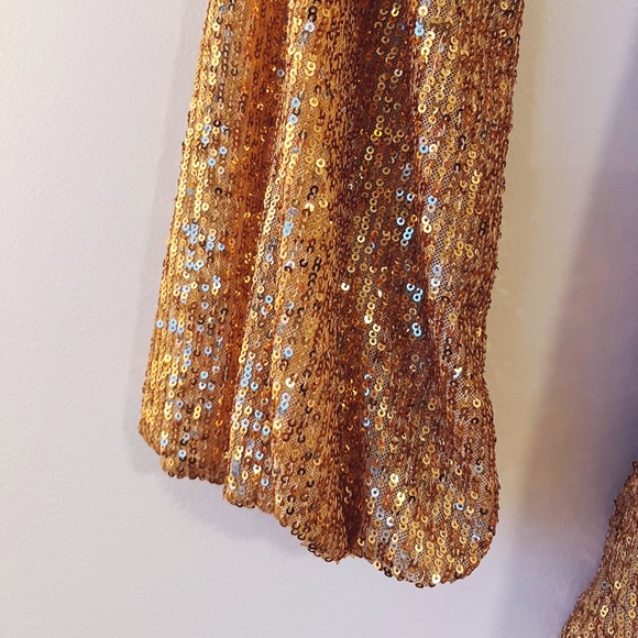 Free People Christa Gold Sequin Wrap Romper - Picture 4 of 11